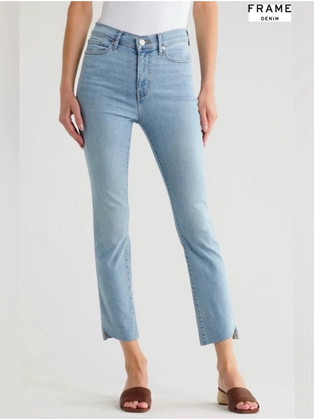 NWT Frame High-Waist Step Hem Straight Leg Denim Jeans, 28